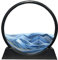 Aoderun Sablier Decoratif 20cm Sablier 3d Art Dynamique Peinture de Sable Qui Coule Rond Cadre Sable Mouvant Deco Bureau Salon Maison (Bleu,20cm)