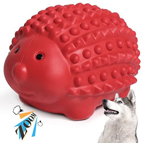 Babezdog Hundespielzeug Unzerstörbares Quietschspielzeug Ultra Haltbares Hunde Spielzeug für Aggressive Kauspielzeuge für Mittelgroße Große Hunde, Rot