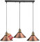 LEDSone 3 Head Copper Vintage Industrial Ceiling Hanging Light Shade Loft Style Metal Ceiling Pendant Lamp for Kitchen Island, Living Room, Dining Room E27 UK Holder Kit (Cone-Copper II)