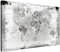 LANA KK Stilvolle Pinnwand Weltkarte - Retro Hellgrau - Deutsch in 120 x 80 cm, stabile Rückwand zum Pinnen inkl. Starterkit - Leinwand-Kunstdruck Wandbild Landkarte XXL