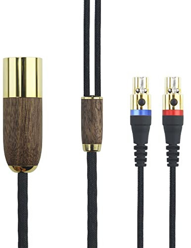 HansnBy 4-pin XLR Balanced Male 6N OCC Copper Silver Plated Cord 4-pin XLR Balanced Cable Compatible with Audeze LCD-2, LCD-4, LCD-3, LCD-X, LCD-XC Headphone Walnut Wood Shell 3m/10ft