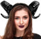 Silom Devil Horns Gothic Sheep Horn Headband, Black Horns Fancy Dress Halloween Devil Demon Horns Maleficent Horns Headband for Halloween Costume Cosplay Photo Props (Black Horns)