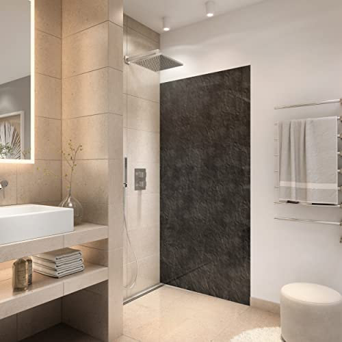 StickerProfis Duschrückwand selbstklebend 1,8mm - Schiefer - hochglänzende Kunststoff Wandverkleidung für Badewanne und Dusche & Duschkabine