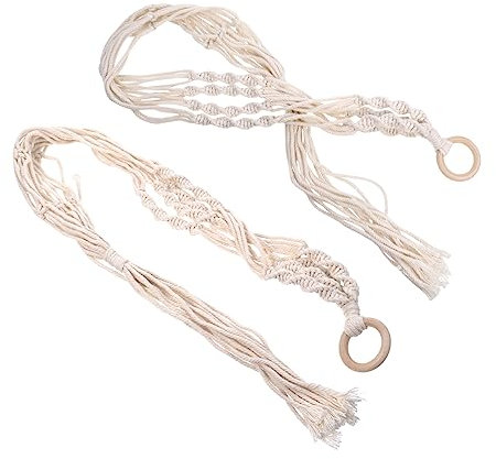 jojofuny 2pièces Panier à Plantes Suspendu Macramé Support pour Pot De Fleurs Murale Jardinière Intérieur Extérieur pour Pots De Toutes