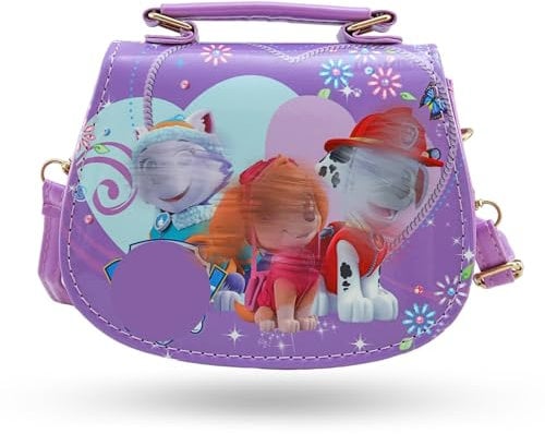 Heartsking Kinderhandtasche, Thema Hund Kinder Umhängetasche Lila Dog Kinder Handtasche Mädchen mit Verstellbarem Gurt für Mädchen zum Ausgehen oder Reisen Geschenke