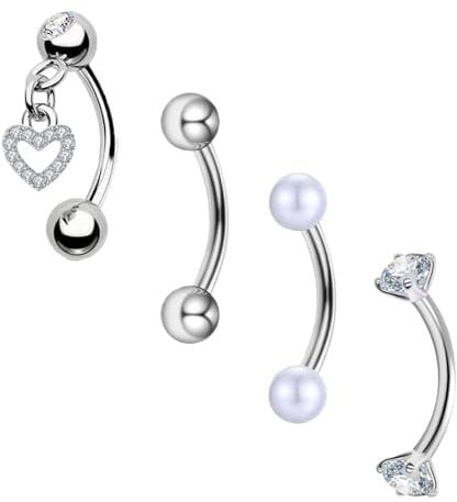 Besyvvin 4stk Curved Barbell Piercing Augenbrauen Lippe Helix Rook Daith 8mm Chirurgenstahl 1,2mm Augenbrauenpiercing