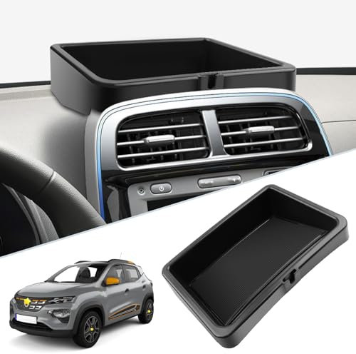 SKTU Mittelkonsole Organizer kompatibel mit Dacia Spring Electric EV 2021-2024 Instrumententafel Aufbewahrungsbox mit Antirutsch-Auflage
