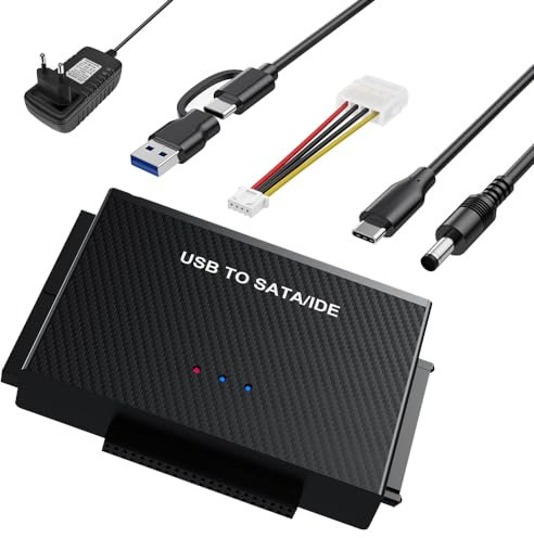 Mineup Adaptateur IDE SATA vers USB C, Adaptateur Disque Dur IDE, Disque Dur Adaptateur USB 3.0 vers IDE SATA,Disque Dur Externe Adaptateur pour 2.5/3.5 Pouces SATA HDD/SSD, Compatible Windows/Linusx