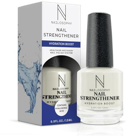 Nail Strengthener & Nail Hardener for Damaged Nails - Hydrates, Moisturises, Forms Protective Coating, Contains Hyaluronic Acid-Nail Growth and Strengthener for Improved Nail Texture, 0.5 FL. OZ./15ml