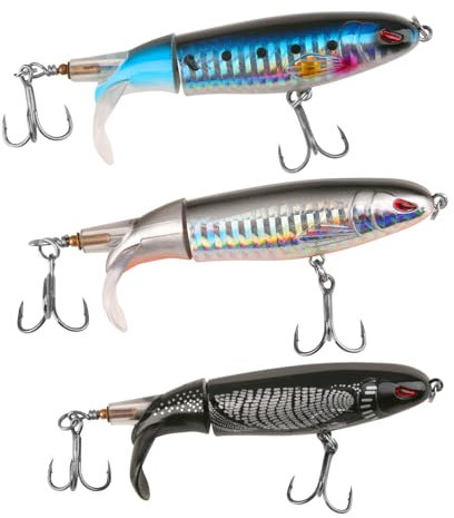 3 Stück Topwater Angelköder mit Haken, Perfekter Köder für Große Raubfische, Fisch Köder für Zander Barsch Forellen Wobbler Swimbait, Angelköder Fische Angeln Set, Angeln Geschenk für Männer