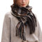 Rayson Schal für Damen Kaschmirimitat Winter Warm Cape Wendbar Kariert Verdickt Mittellange Elegante Stola mit Quasten(Braun,Einheitsgröße)
