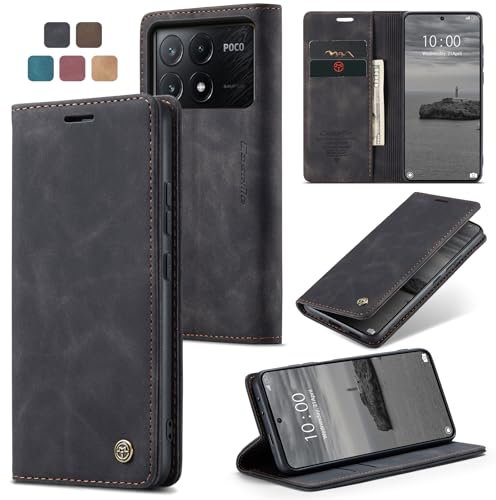 Cracedily Cover per Xiaomi Poco X6 Pro 5G Case, Custodia Cover Pelle Premium Portafoglio con Porta Carte Magnetica Supporto Protezione Flip Case Custodia per X6 Pro 5G, Nero