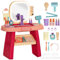 AIYAPLAY Kinderschminktisch-Set 23 PCS, Schminktisch mit Spiegel, LED-Licht und Musik, für Kinder von 3 bis 6 Jahren, rosa