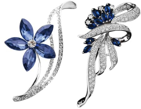 CQQNIU 2 Flower Brooches, Ele Brooches, Rhinestone Brooches, Clothing Decoration Brooches, Vintage Style Brooches