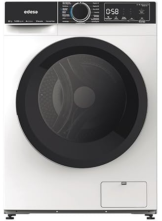 Edesa Lavadora de Libre Instalación EWF-8403 WH Capacidad 8 KG Motor Inverter 16 Programa Especiales Gran Velocidad 1400 r.p.m Bloqueo seguridad niños Pantalla con Tecnología LED Acabado Blanco