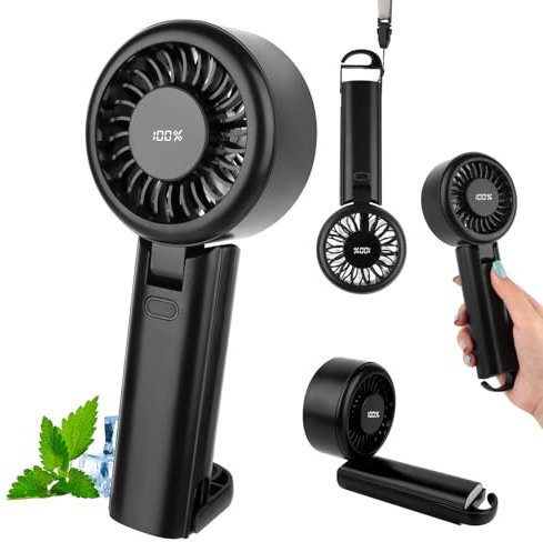 JOPHEK Ventilateur Portable, Mini ventilateur portatif Ventilateur Portable USB avec Écran LED, Ventilateur a Main Mini Ventilateur Portable pour Bureau, Extérieur