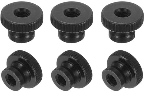 sourcing map 6Pcs Knurled Thumb Nuts, M5x10mm Carbon Steel Nut Iron Round Knobs Fasteners High Head Through Hole Hand Screw Nut for 3D Printer Part, Black