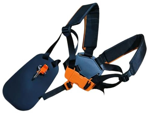 Zaino per tosaerba, imbracatura per decespugliatore, con supporto imbottito confortevole, design a spalla regolabile, nero, per giardino, manutenzione, rifilatura