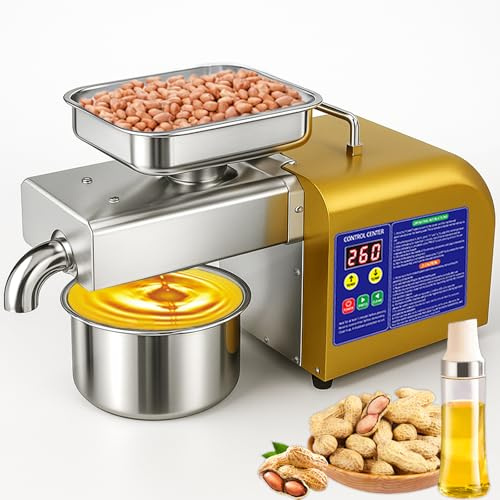 Rkazes Oil Press Machine, 1800W Automatic Electric Oil Maker for Home & Commercial, Stainless Steel Oil Extractor for Cold & Hot Press for Seed, Nut, Peanut, Olive Kernel, Sesame, Sunflower, Walnut