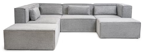 Abakus Direct | Doris Basket Weave U-shape Sofa | Modular Sofa Sets with Deep Cushions for Living Room | Available in Grey (Grey, U-shape Sofa)
