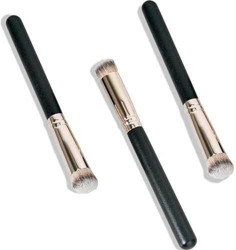 Lot de 3 mini pinceaux à fond de teint anti-cernes ronds avec marqueur anti-cernes précis, taches noires pour les yeux, pas de poudre adhésive, transition naturelle, convient pour le maquillage