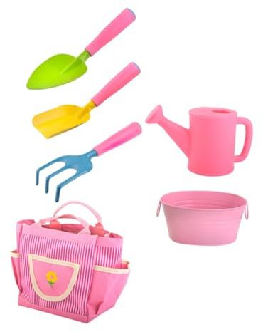 FUNNETOYU Kit Jardinage Garçon Fille Outils Miniatures pour Plantation Extérieure Pelle et Râteau Rose Adaptés Aux Petites Mains Éducatif Pratique pour Garçons et Filles pour Développer Les