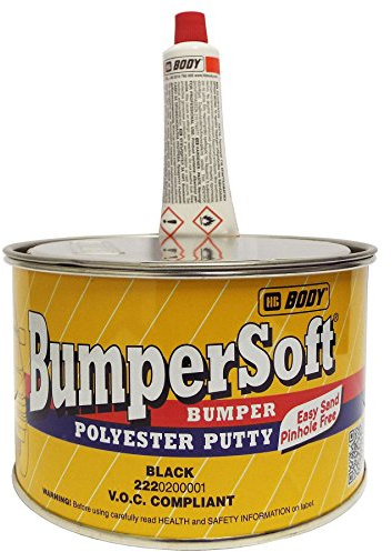 HB Body 222 Bumpersoft Car Body Filler Soft Black Putty For Plastic Bumpers 1kg With Hardener Excellent Adhesion Easy To Sand With P120-P240