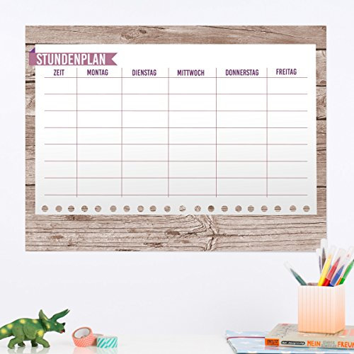 Wandkings Stundenplan Holzoptik, Whiteboard-Folie abwischbar, Wähle eine Größe, 40 x 30 cm
