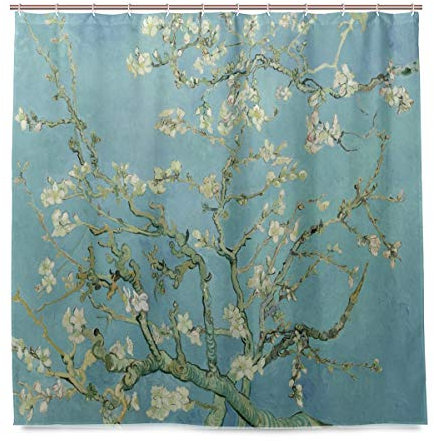 Isaoa Van Gogh Gemälde-Duschvorhang, wasserdicht, schimmelresistent, antibakteriell, personalisiertes Design, Polyesterstoff-Vorhang für Badezimmer 180 x 180 cm mit 12 Haken