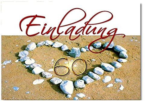DigitalOase 10 Einladungskarten 60. Geburtstag MIT INNENTEXT 60. Jubiläum Geburtstagskarten MENGE WÄHLBAR Klappkarten Kuverts Format DIN A6#VALSAND (10)