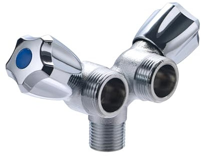 Robinet double en Y Mâle 20x27 (3/4) arrivée Mâle 15x21 (1/2) pour machine à laver NOYON & THIEBAULT