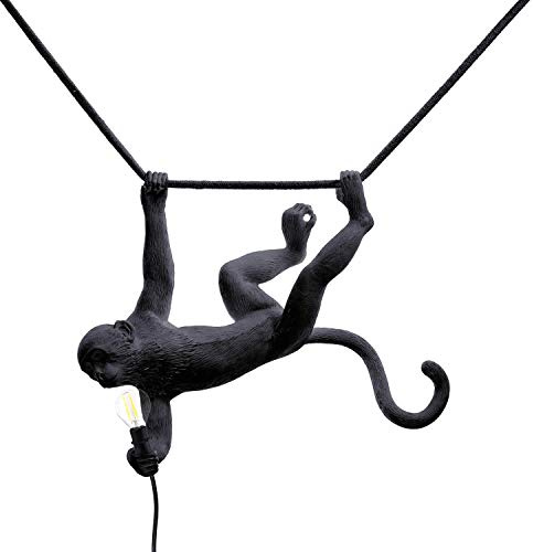 SELETTI Monkey Lamp Lampade Scimmia, Swing, Nero