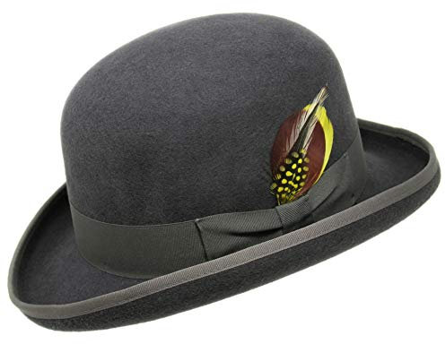 Premium Orwell - Bowler Hat/Melone - 100% Wollfilz - 56cm Grau