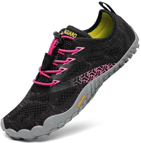 Barfussschuhe Frauen Schnell Trocknend Trail Laufschuhe Damen Leicht Fitnessschuhe Barfuß Zehen Sport Outdoor Schuhe Wander Trekking Schwarz Gr.39