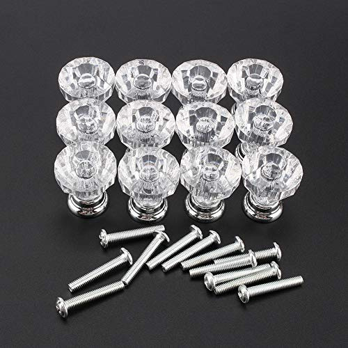 12 stücke Kristallglas Schubladenknöpfe, 25 MM Diamant Form Schublade Türgriff Stoßgriff für Küchenschrank Schrank Schublade