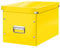 Leitz Click & Store Aufbewahrungsbox mit Deckel Groß, Würfelbox passend für Kallax Regale in Wohnzimmer oder Büro, Box aus 80 % recycelter Premium-Hartpappe, Stabile Metallgriffe, Gelb, 61080016