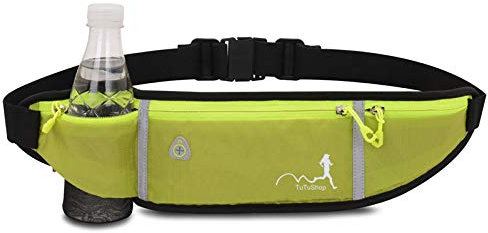 TuTuTuShop Sac banane pour course à pied léger Ceinture réglable avec sangle élastique et support de téléphone Accessoires pour Phone Ceinture de course et entraînement pour hommes Vert