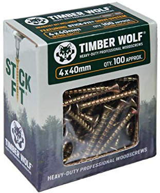 Timber Wolf TW40040 Vis à bois – 4,0 x 40 mm – Boîte de 100, zinc et jaune (or)