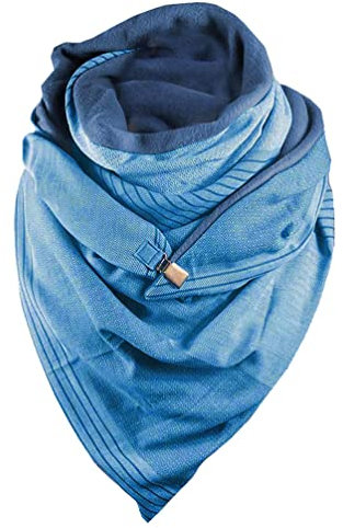 Niwicee Schal Dreieck Damen Shawl Button Knopf Dreieckstuch Streifen Warm Soft Gemustert Einfarbig Herbstschal Winterschal Herbst Winter Gift HalstüCher Frauen(Multicolor-12, 1PC) W1BU