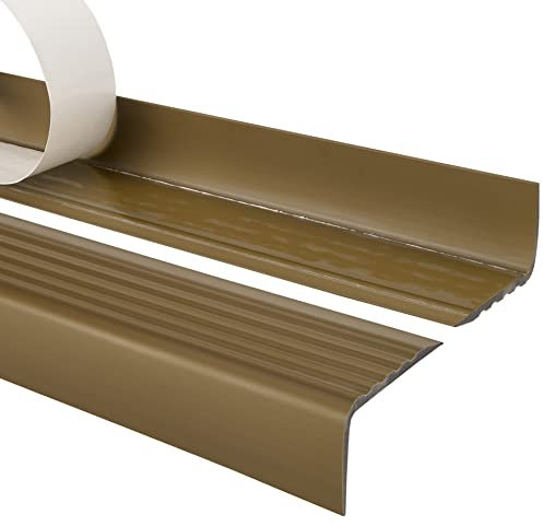 Quest Treppenkantenprofil Selbstklebend PVC Kunststoff Treppen-Kantenschutz 50x42mm, Messing, 110cm