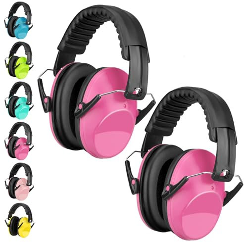 BraveKoi Gehörschutz Kinder, Lärmschutz Kopfhörer Faltbar, Komfortabler ohrenschützer kind - Kapselgehörschutz Schule, Für Autismus, Schlafen, Lernen, ADHS, Feuerwerk, Konzert (Rosa,2Pack)