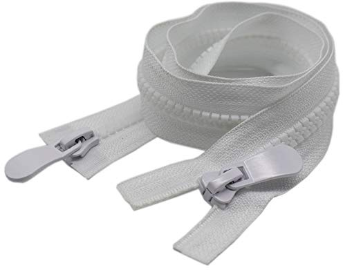 YaHoGa 65 cm #8 Reißverschluss Kunststoff 2 Wege teilbar Weiße Reissverschluss für Mantel Jacken (RZTW weiß)