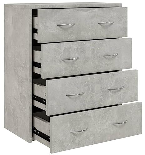 vidaXL Kommode mit 4 Schubladen Schubladenschrank Sideboard Schrank Mehrzweckschrank Aufbewahrungsschrank Beistellschrank 60x30,5x71cm Betongrau