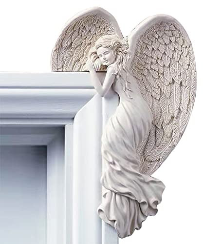 Engel-Türrahmen-Dekor-Statue, herzförmige Flügel, Skulptur in Ihrer Ecke, links oder rechts, Kunstharz, Wanddekoration, Vintage-Künstler, Handwerk, Ornament für Zuhause, Wohnzimmer, Büro, Dekorationen