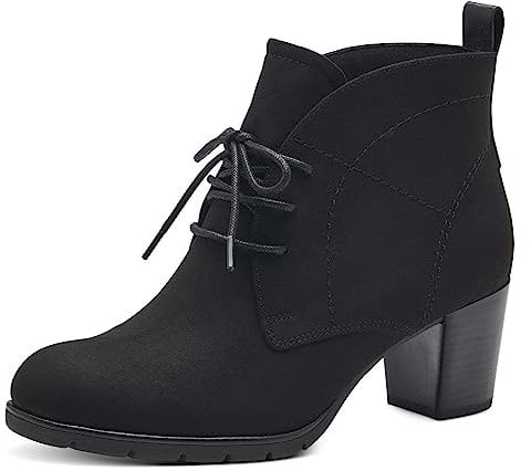 MARCO TOZZI Damen Stiefeletten mit Absatz zum Schnüren Vegan, Schwarz (Black), 40 EU