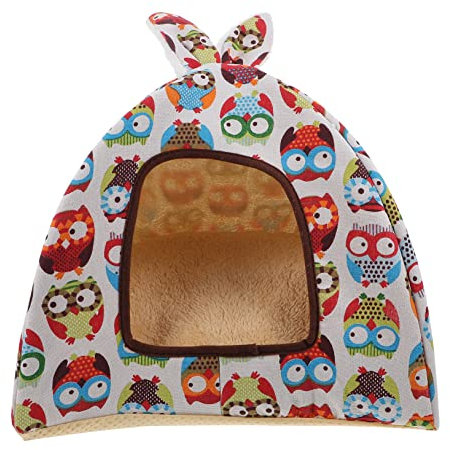 POPETPOP Haustierzelt Mit Eulenmuster Warm Bequem Abnehmbar Für Hunde Und Katzen Einfacher Zugang Breiter Türrahmen