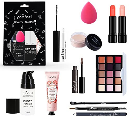 FantasyDay Make-up Geschenkset Multifunktions Kosmetik Makeup Paletten mit Lidschatten Palette, Lippenstift, Concealer, Puder, Rouge, Pinsel, Wimperntusche - Schmink Kit für Gesicht, Augen und Lippen