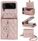 XIZYO for Samsung Galaxy Z Flip 3 Leather Crossbody Wallet Phone Case with Adjustable Removable Lanyard Strap, for Women Girls Cute Luxury Protective Cover with Card Slots, Rose Gold
