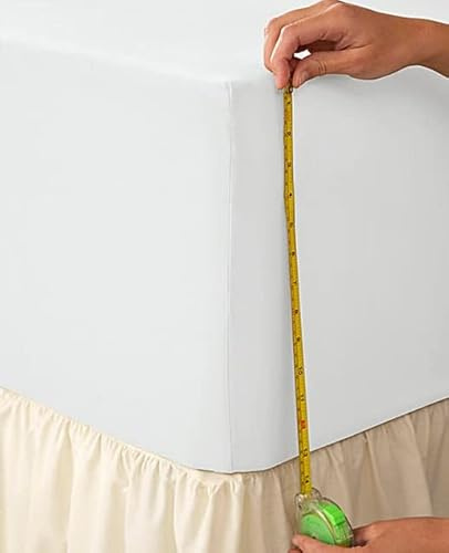 Extra tiefes Spannbettlaken, 40 cm tief, voll elastisch, 100 % ägyptische Baumwolle, Fadenzahl 200 (weiß, Kingsize-Bett)
