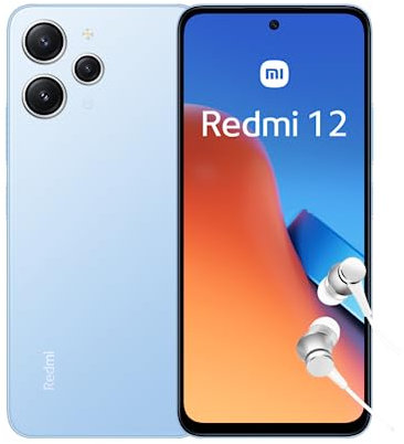 Redmi 12 4G - Smartphone de 4+128GB, Pantalla de 6,79 FHD+ AdaptiveSync 90 Hz, MediaTek G88, Triple cámara de 50MP, batería de 5000 mAh, Azul (Versión ES + 3 años de garantía)